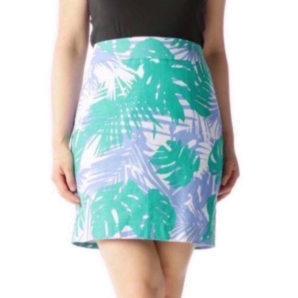 Loft Palm Print Pencil Skirt